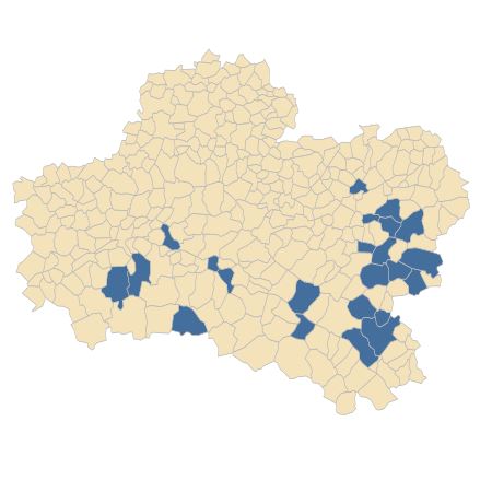 Répartition de Rubus ulmifolius Schott dans le Loiret