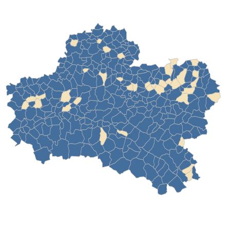 Répartition de Rumex crispus L. dans le Loiret