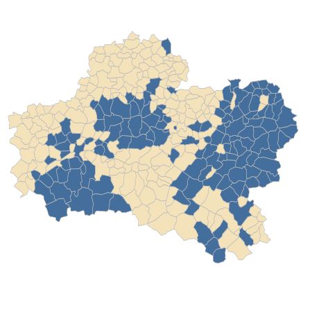 Répartition de Ruscus aculeatus L. dans le Loiret