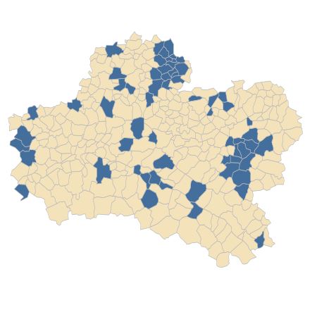 Répartition de Asperula cynanchica L. dans le Loiret