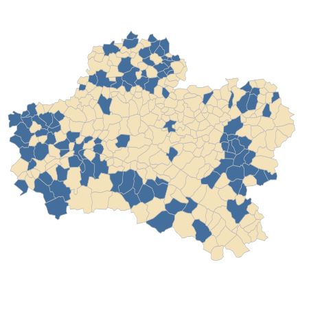 Répartition de Sherardia arvensis L. dans le Loiret