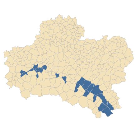 Répartition de Solidago gigantea Aiton dans le Loiret