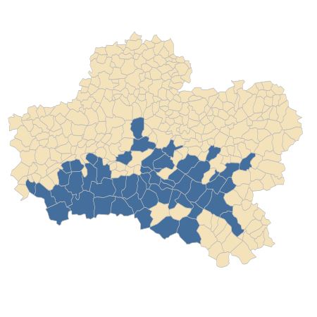 Répartition de Teesdalia nudicaulis (L.) R.Br. dans le Loiret