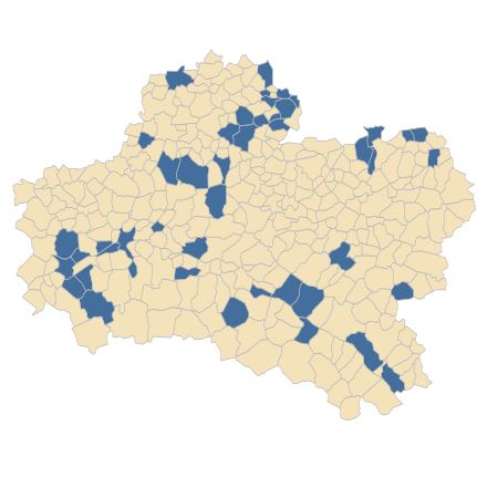 Répartition de Tilia cordata Mill. dans le Loiret