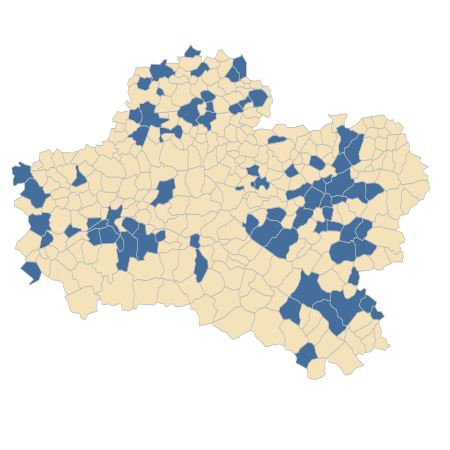 Répartition de Tilia platyphyllos Scop. dans le Loiret