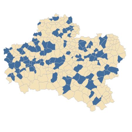 Répartition de Torilis arvensis (Huds.) Link dans le Loiret