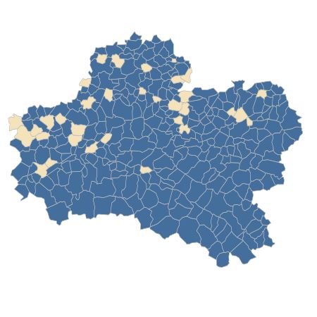 Répartition de Trifolium pratense L. dans le Loiret