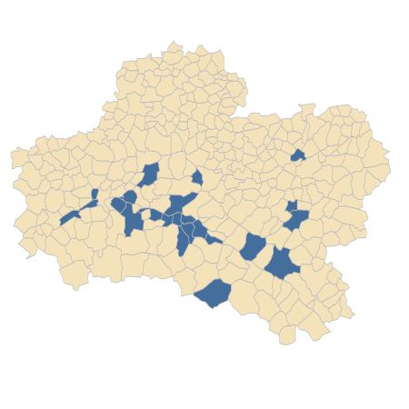 Répartition de Turritis glabra L. dans le Loiret