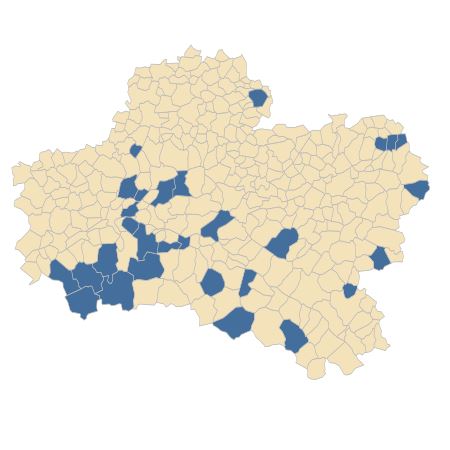 Répartition de Typha angustifolia L. dans le Loiret