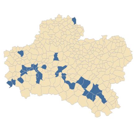 Répartition de Veronica peregrina L. dans le Loiret