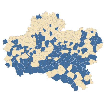 Répartition de Veronica serpyllifolia L. dans le Loiret