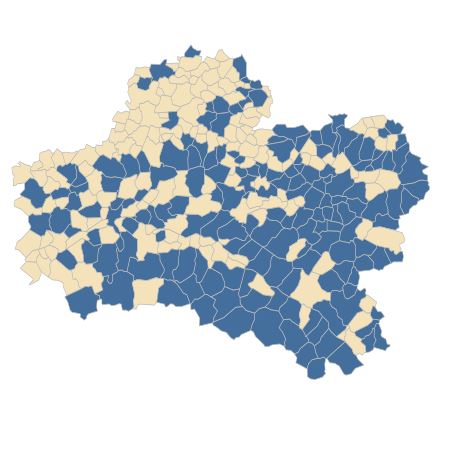 Répartition de Viburnum opulus L. dans le Loiret