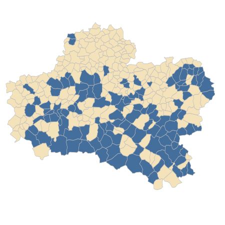 Répartition de Ervum tetraspermum L. dans le Loiret