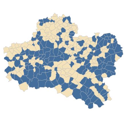 Répartition de Vinca minor L. dans le Loiret