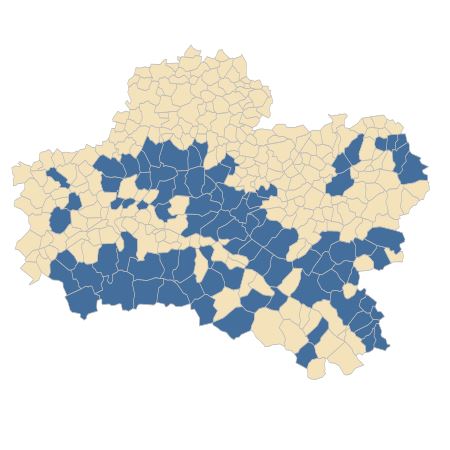 Répartition de Agrostis canina L. dans le Loiret