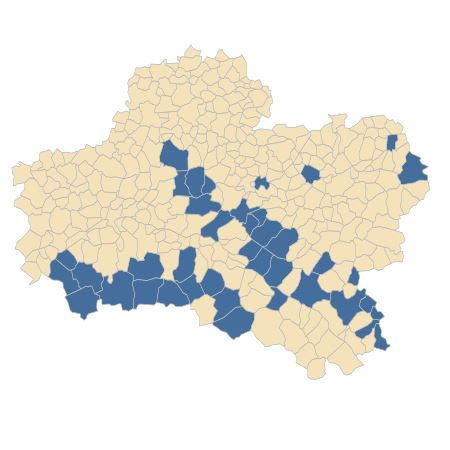 Répartition de Baldellia repens subsp. cavanillesii (Molina Abril, A.Galán, Pizarro & Sard.Rosc.) Talavera dans le Loiret