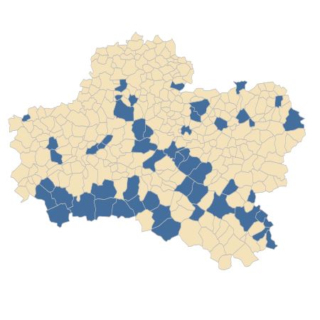 Répartition de Campanula trachelium L. dans le Loiret