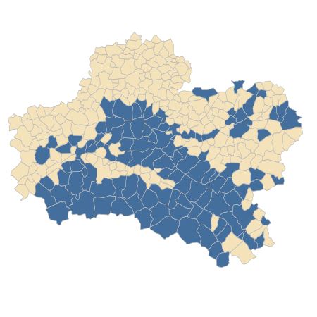 Répartition de Pteridium aquilinum (L.) Kuhn dans le Loiret