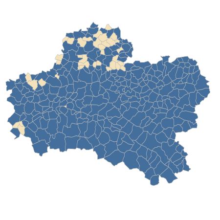 Répartition de Quercus robur L. dans le Loiret