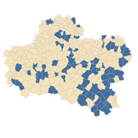 Répartition de Veronica beccabunga L. dans le Loiret