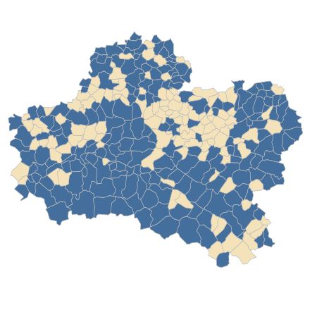 Répartition de Trifolium campestre Schreb. dans le Loiret