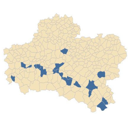 Répartition de Oxybasis glauca (L.) S.Fuentes, Uotila & Borsch dans le Loiret