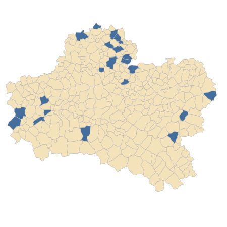 Répartition de Buglossoides arvensis (L.) I.M.Johnst. dans le Loiret