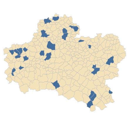 Répartition de Buxus sempervirens L. dans le Loiret