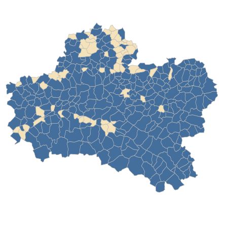 Répartition de Carpinus betulus L. dans le Loiret