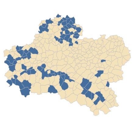 Répartition de Cerastium arvense L. dans le Loiret