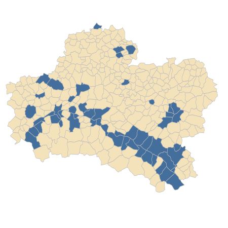 Répartition de Medicago sativa subsp. falcata (L.) Arcang. dans le Loiret