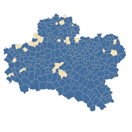 Répartition de Corylus avellana L. dans le Loiret