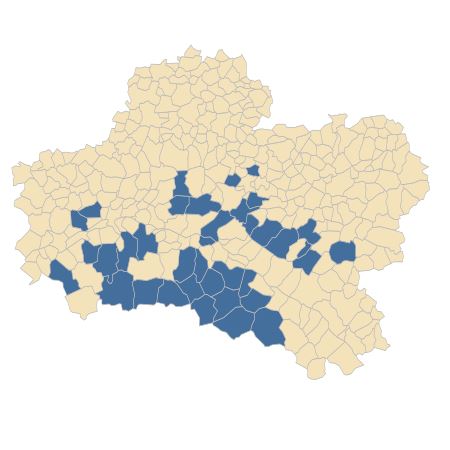 Répartition de Montia arvensis Wallr. dans le Loiret