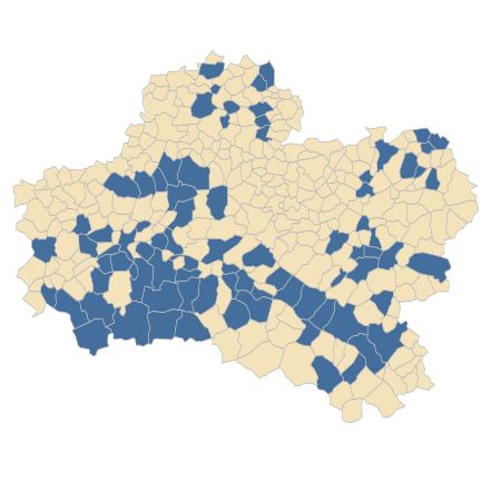 Répartition de Myosotis ramosissima Rochel subsp. ramosissima dans le Loiret