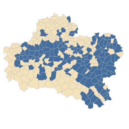 Répartition de Crataegus laevigata (Poir.) DC. dans le Loiret