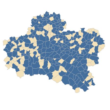 Répartition de Ononis spinosa subsp. procurrens (Wallr.) Briq. dans le Loiret