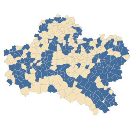 Répartition de Cruciata laevipes Opiz dans le Loiret