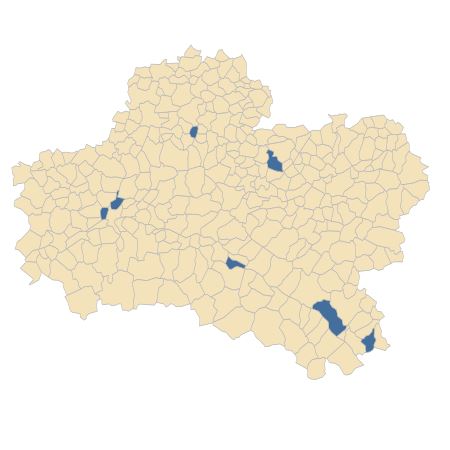 Répartition de Prunus x fruticans Weihe dans le Loiret