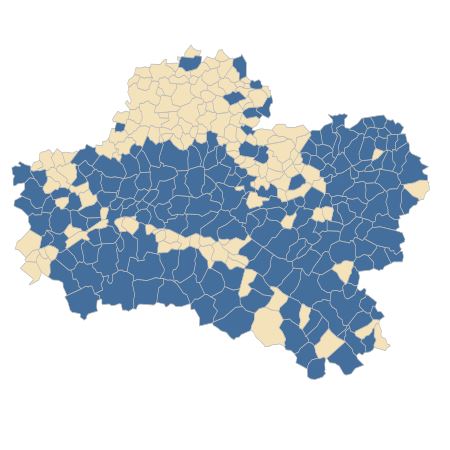 Répartition de Quercus petraea (Matt.) Liebl. subsp. petraea dans le Loiret