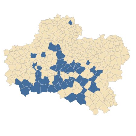 Répartition de Aira praecox L. dans le Loiret