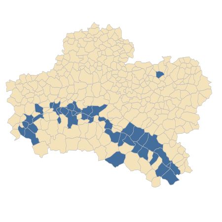 Répartition de Echinochloa muricata (P.Beauv.) Fernald dans le Loiret