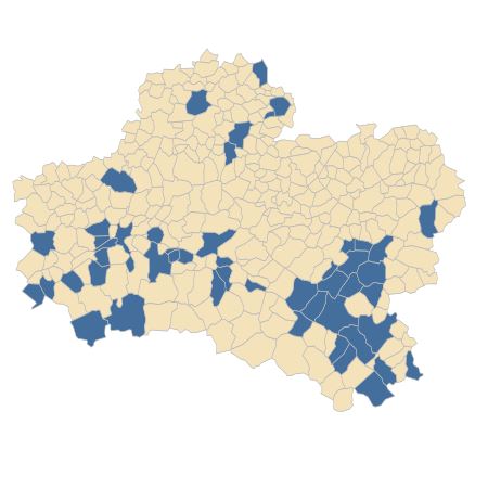 Répartition de Ajuga genevensis L. dans le Loiret