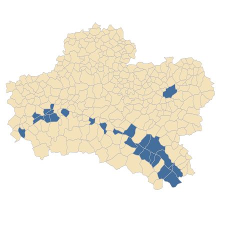 Répartition de Elodea nuttallii (Planch.) H.St.John dans le Loiret