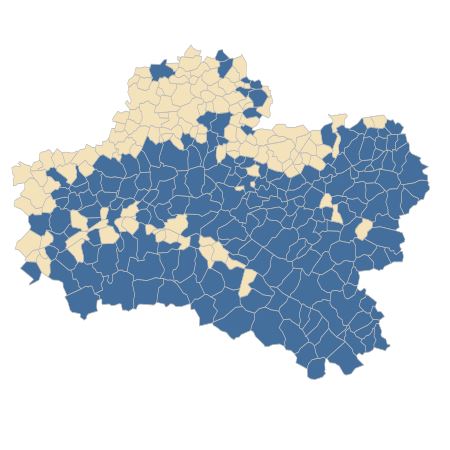 Répartition de Ajuga reptans L. dans le Loiret