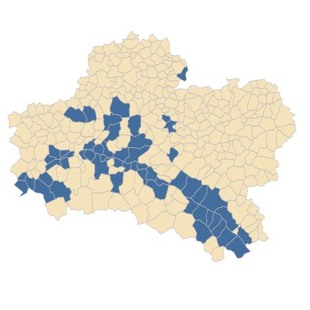 Répartition de Euphorbia esula L. dans le Loiret