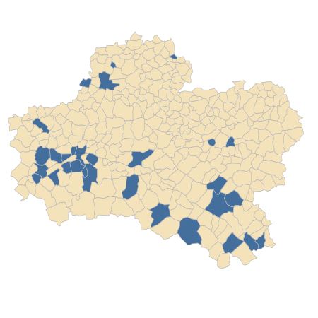 Répartition de Galinsoga quadriradiata Ruiz & Pav. dans le Loiret