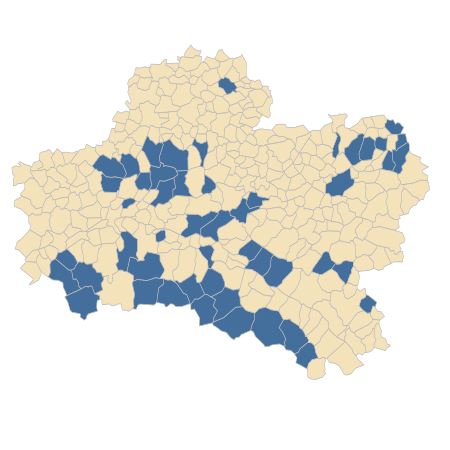 Répartition de Glyceria fluitans (L.) R.Br. dans le Loiret