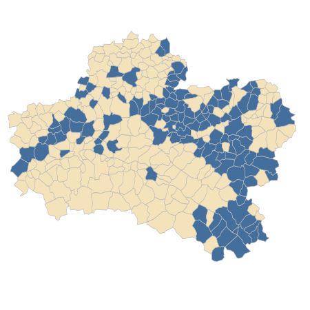 Répartition de Loncomelos pyrenaicus (L.) Hrouda subsp. pyrenaicus dans le Loiret