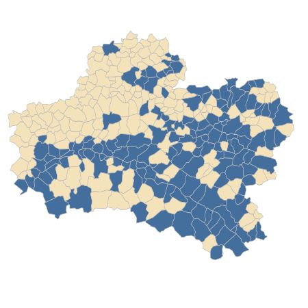 Répartition de Humulus lupulus L. dans le Loiret