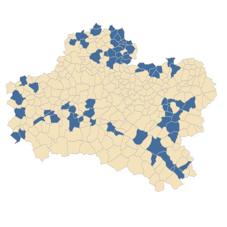 Répartition de Stachys recta L. subsp. recta dans le Loiret